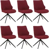 Mendler 6er-Set Esszimmerstuhl MCW-O48, Küchenstuhl, drehbar Auto-Return, Stoff/Textil Chenille (320g/m²) bordeaux