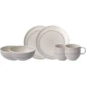 Like. by Villeroy & Boch Frühstücks-Geschirrset "Perlemor Sand" Made in Germany, Fine China Porzellan