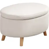 HOMCOM SITZBANK mit Stauraum, Oval Polsterbank mit Deckel, Bettbank mit Samtoptik Beige