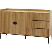 Mendler Sideboard MCW-O39, Kommode Schrank Anrichte, 3 Schubladen 2 Türen, Holz Melamin 80x130x42cm natur