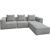 MCW L-Sofa MCW-O54, Lounge-Couch mit Ottomane, erweiterbar modular rechts/links, Stoff/Textil 63x270x190cm hellgrau