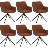 Mendler 6er-Set Esszimmerstuhl MCW-O47, Küchenstuhl Armlehne, drehbar Auto-Return, Stoff/Textil (270g/m²) terrakotta