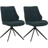 MCW 2er-Set Esszimmerstuhl MCW-O48, Küchenstuhl, drehbar Auto-Return, Stoff/Textil Chenille (320g/m²) petrol-grün