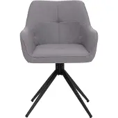Mendler 6er-Set Esszimmerstuhl MCW-O47, Küchenstuhl Armlehne, drehbar Auto-Return, Stoff/Textil (270g/m²) hellgrau