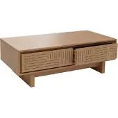 Mendler Couchtisch MCW-O33, Sofatisch Wohnzimmertisch Beistelltisch, 2 Schubladen 2 Fächer, Melamin 40x120x60cm Ulme Natur