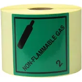 Transpak Etiketten Masse 100x100mm Papier grün Aufdruck Non Flammable Gas