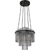 Globo Pendellampe Ø 40 cm Gorley Schwarz mit Rauchglasstäben