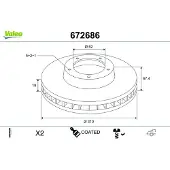 Valeo 2x Bremsscheibe COATED Hinten für Fahrzeuge ohne Sportpaket 672686