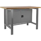 Simon Rack PROREGAL Werkbank BUFFALO WOOD mit Schrank | HxBxT 87x150x75cm | Traglast 600kg | Grau