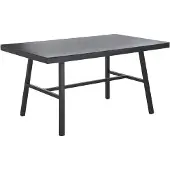 Beliani Gartentisch Schwarz Aluminium 150x90 cm für 4 Personen Glasplatte in Steinoptik rechteckig Outdoor Terrasse Balkon Möbel