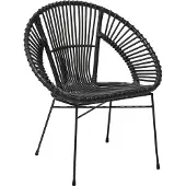 Beliani Rattanstuhl Schwarz Rattan/Metall Innenbereich Modern