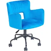 Beliani Bürostuhl Blau Stoffbezug Samt Gesteppt mit Armlehnen Rollen Gasdruckfeder Höhenverstellbar Drehbar Büro Wohnzimmer Esszimmer Drehstuhl
