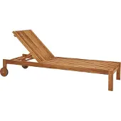 Beliani Gartenliege Hellbraun Akazienholz mit Rollen Verstellbare Rückenlehne Latten-Optik Garten Outdoor Terrasse Ausstattung Möbel Sonnenliege