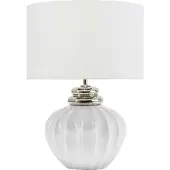 Beliani Tischlampe CRemeweiß Keramik 45 cm Stoffschirm Vasenform Kabel mit Schalter Klassischer Stil Wohnzimmer Schlafzimmer Deko Esszimmer