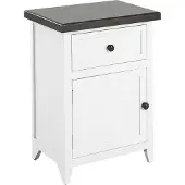 Beliani Nachttisch Weiß / dunkler Holzfarbton MDF 30 x 40 x 55 cm Schublade Regal Nachttisch Schlafzimmer Retro Traditionell