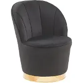 Beliani Sessel Samtstoff schwarz / gold halbrund ALBY