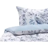 Beliani Bettwäsche Set Weiß / Blau aus Baumwolle 135 x 200 cm Kopfkissenbezug Deckenbezug Praktisch Schlafzimmereinrichtung Modernes Design