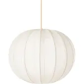 Beliani Hängelampe Weiß Nylon Stoffschirm Kugelform Rund Geriffelt 1-Flammig Rillen Optik Modern Beleuchtung Leuchte Esszimmer Schlafzimmer Wohnzimmer
