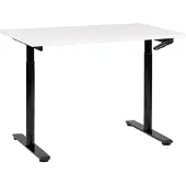 Beliani Schreibtisch Weiß/Schwarz Melamin 120x72 cm Manuell Höhenverstellbar Rechteckig mit Kurbel Rundes Metallgestell Modern Büro Steh-Sitz-Tisch