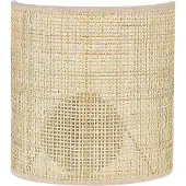 Beliani Wandleuchte Naturfarben Rattan 22 cm Halbrund Boho Modern für Wohnzimmer Schlafzimmer Flur