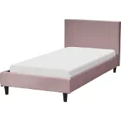 Beliani Polsterbett Rosa Samtstoff mit Lattenrost 90 x 200 cm Abnehmbarer Bezug Modernes Design Einzelbett Schlafzimmer Kinderzimmer Ausstattung