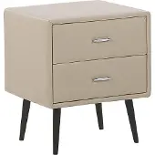 Beliani Nachttisch Beige Kunstleder mit 2 Schubladen Modern Minimalistisch Glamour Look Schlafzimmer