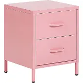 Beliani Nachttisch Rosa Metall mit 2 Schubladen und 2 Griffen Wohnzimmer Schlafzimmer Kinderzimmer Jugendzimmer Flur