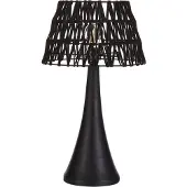 Beliani Tischlampe Schwarz Baumwolle Schirm Mangoholz Sockel Metallrahmen Einzelleuchte Modernes Design Wohnaccessoires Wohnzimmer