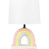Beliani Tischlampe Mehrfarbig Keramik Regenbogen-Form 42 cm Stoffschirm Trommelform Rund Kabel mit Schalter Modern Skandi Schlaf- u. Wohnzimmer