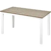 Beliani Garten Beistelltisch Hellbraun / Weiß Kunstholz und Aluminium Rechteckig 96 x 52 cm Latten-Optik Lamellen-Optik Modern Terrasse Couchtisch