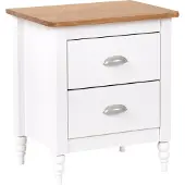 Beliani Nachttisch Weiß u. Hellbraun aus Kiefernholz mit 2 Schubladen Stauraum Modern Klassisch Traditionell Retro Nachtschrank für Schlafzimmer Möbel
