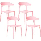 Beliani Esszimmerstuhl 4er Set Rosa Kunststoff Stapelbar Skandi Modern für Innen- und Außenbereich Garten Terrasse Balkon Wohnzimmer Esszimmer