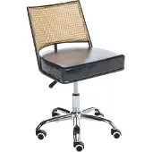 Beliani Schreibtischstuhl Schwarz Kunstleder Polyrattan Wiener Geflecht Rückenlehne Höhenverstellbar Drehbar Retro Stil Bürostuhl Home Office
