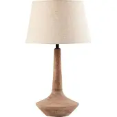Beliani Tischlampe Beige und Dunkelbraun aus Baumwolle Mangoholz Sockel Modernes Design Tischleuchte Wohnaccessoires Wohnzimmer