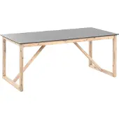 Beliani Gartentisch Grau Beton und Akazienholz Rechteckig 180x90 cm für 6 Personen Holzbeine Rustikal Industrie Stil Terrasse Out- & Indoor Tisch