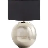 Beliani Tischlampe Silber und Schwarz Baumwolle Stoffschirm Eisen Sockel Modernes Design Tischleuchte Wohnaccessoires Wohnzimmer