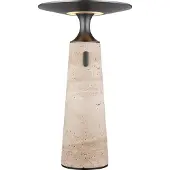Globo Travertin LED Tischleuchte 3W Warmweiß Grau, Travertine Stein Memoryfunktion Ø20cm 21051