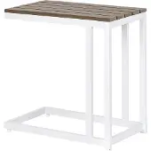 Beliani Garten Beistelltisch Hellbraun Kunstholz und Aluminium Rechteckig 60x35 cm Latten-Optik Lamellen-Optik Modern Terrasse Balkon Couchtisch