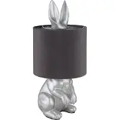 Globo Lighting Tischleuchte Kunststoff silberfarben matt, Samt grau, Kabel PVC schwarz, Wippschalter am Kabel, ø: 180mm, H: 410mm, Kabellänge 1500mm, exkl. 1x E27 25W 230V