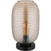 Globo Lighting Tischleuchte Metall schwarz matt, Glas amber, Kabel PVC schwarz, Wippschalter am Kabel, ø: 200mm, H: 345mm, Kabellänge 1500mm, exkl. 1x E27 40W 230V