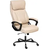 Beliani Chefsessel Beige Kunstleder Gepolstert Höhenverstellung Drehbar Neigungsfunktion Ergonomische Form Bürostuhl Schreibtischstuhl Bürosessel