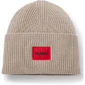 HUGO Mütze aus Woll-Mix mit rotem Logo-Aufnäher Grösse ONESI