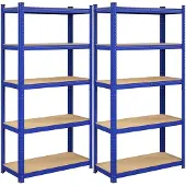 Songmics 5-stufiges Regal, Stahlregal für Lagerung, werkzeugfreie Montage, für Garage und Schuppen, Tragfähigkeit 875 kg, 40 x 90 x 180 cm, Blau GLR040Q01