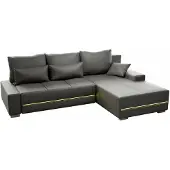 Juskys Sofa Davos Rechts mit Schlaffunktion, Bettkasten, Samt-Bezug & LED - Hellgrau