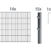 Alberts Doppelstabmatten Zaun, Höhe 100 cm, Länge 28 m, Zaun-Komplettset zum Einbetonieren, anthrazit, Pfosten 60x40 mm