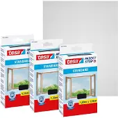 TESA 3x Insektenschutz Standard Fliegengitter Fenster ohne Bohren grau 1,3x1,5 m