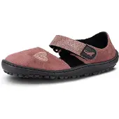 Leguano Barfußschuh "LEGUANITO JARINA", Mädchen, Gr. 23, rot (hellrot), Textil, meliert, Schuhe Barfußschuh, Halbschuh, Bequemschuh mit Glitzer und Herzapplikation