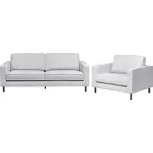 Beliani Sofa Set Hellgrau Stoff 3-Sitzer Sofa und Sessel mit Schwarzem Metallgestell Sitzkissen Klassisch Industrie Design Wohnzimmer-Set Sitzgruppe