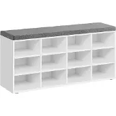 Vasagle Schuhbank LHS012W14, weiß, aus Holz, 12 Fächer für 12 Paar, 104 x 48 x 30,3cm