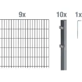 Alberts Doppelstabmatten Zaun, Höhe 100 cm, Länge 18 m, Zaun-Komplettset zum Einbetonieren, anthrazit, Pfosten 60x40 mm